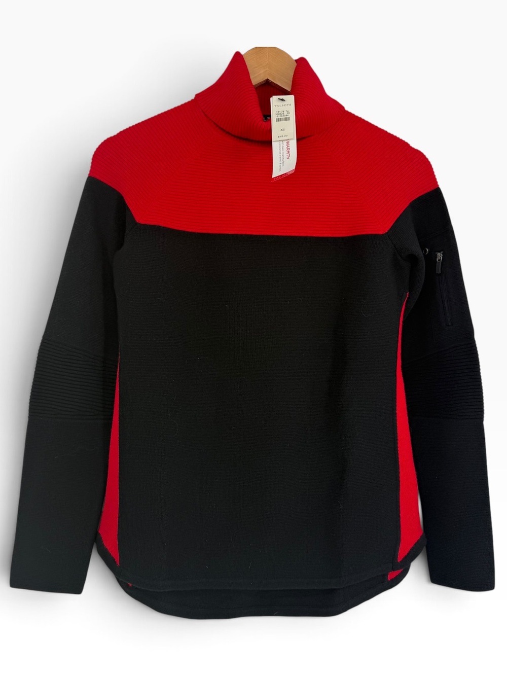 Talbots Thermawarmth Turtleneck XS Sweater NWT Red Black Colorblock Rib Knit